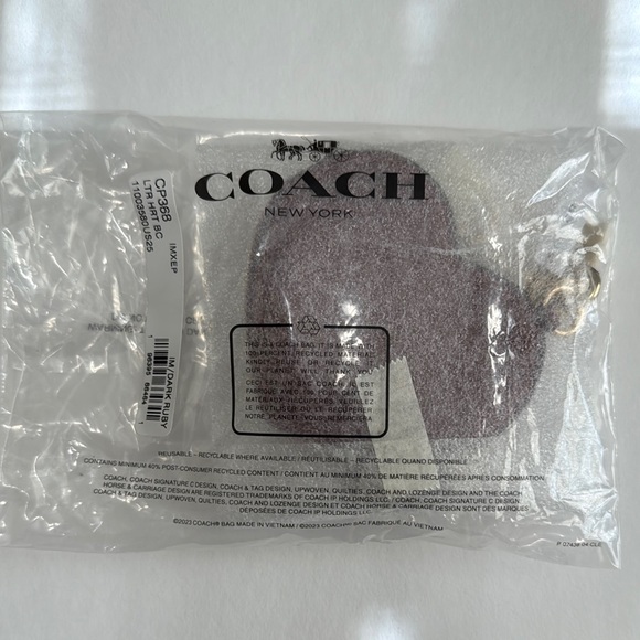 Coach CP368 Dark Ruby Leather Heart Coin Pouch Bag Charm Keychain NWT - Picture 8 of 13